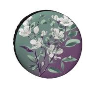 Housse de pneu de secours étanche - Protection de roue de voiture - Motif branches de fleurs blanches - Housse de roue de secours universelle pour remorque, VUS, camion, camping-car, voyage, 91,4 cm