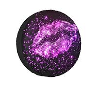 Housse de Pneu de Secours Fantasy Purple Trendy Woman Sexy Lips avec Sparkling Disco Light Decor Violet Wheel Protectors Weatherproof Wheel Covers Universal Fit for Trailer RV SUV Truck Camper Trave