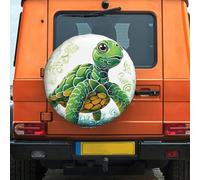 Housse de pneu de secours imperméable à l'eau et à la poussière - Coupe-vent - Motif tortue de dessin animé - Taille universelle pour remorques, camping-cars, camions de 35,6 cm