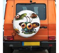Housse de pneu de secours imperméable à l'eau et à la poussière - Coupe-vent - Protection contre les insectes de dessin animé - Taille universelle pour remorques, camping-cars, camions de 40,6 cm