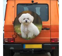 Housse de pneu de secours imperméable à l'eau et à la poussière - Coupe-vent - Protection de pneu de bichon frisé - Taille universelle pour remorques, camping-cars, camions - 38,1 cm