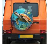 Housse de pneu de secours imperméable à l'eau et à la poussière - Coupe-vent - Protection de pneu de dauphins, tortue de mer, récif de corail, housse de pneu de camping-car, taille universelle pour