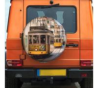Housse de pneu de secours imperméable à l'eau et à la poussière - Coupe-vent - Protection de pneu de tramway Lisbonne - Taille universelle pour remorques, camping-cars, camions de 40,6 cm