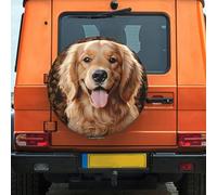 Housse de pneu de secours imperméable à l'eau et à la poussière - Coupe-vent - Protection de pneu mignonne Golden Retriever - Taille universelle pour remorques, camping-cars, camions de 40,6 cm