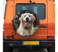 Housse de pneu de secours imperméable et anti-poussière - Coupe-vent - Protection de pneu amusante Golden Retriever - Taille universelle pour remorques, camping-cars, camions de 40,6 cm