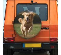 Housse de pneu de secours imperméable et anti-poussière - Coupe-vent - Protection de pneu Golden Retriever - Taille universelle pour remorques, camping-cars, camions de 38,1 cm