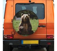 Housse de pneu de secours imperméable et anti-poussière coupe-vent - Protection de pneu Hi Bear assis sur la pelouse - Taille universelle pour remorques, camping-cars, camions - 43,2 cm