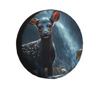 Housse de pneu de secours imperméable et anti-poussière pour remorque, camping-car, SUV, camion, camping-car - Motif « It's A Rainy Day For Little Deer »