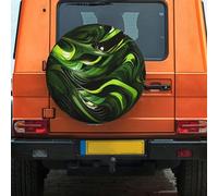 Housse de pneu de secours imperméable pour voiture - Housse de protection pour pneu de voiture - Motif serpent vert abstrait - Housse de roue de secours avec cordon de serrage de 35 à 43 cm