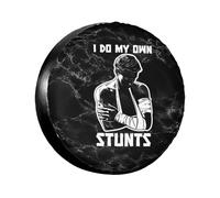 Housse De Pneu De Secours Je Fais Mes Propres Cascades Couvre-Pneu Portative Imprimé Couvre-Roues, pour Les Pneus, Voiture Accessoire, De Nombreux Véhicules, 14in