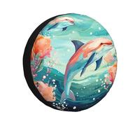 Housse de pneu de secours - Jolis dauphins - Résistante aux intempéries - Protection solaire - Ajustement universel - Pour camping-car, camion, camping-car, remorques de voyage