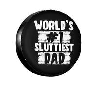 Housse De Pneu De Secours Le Papa Le Plus Salaud du Monde Pneu De Rechange Coque Portative Personnalisée Souple Étui Protecteur, pour Voiture, De Nombreux Véhicules, Camion, 14in