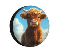 Housse de pneu de secours marron Cattle on the Prassland, housses de pneu imperméables et anti-poussière - Ajustement universel pour remorque, camping-car, SUV, camion, camping-car - 43,2 cm