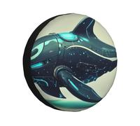 Housse de pneu de secours mécanique dauphins bleus et noirs, imperméables et anti-poussière - Ajustement universel pour remorque, camping-car, SUV, camion, camping-car - 35,6 cm