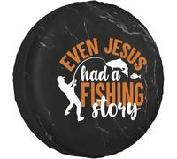 Housse De Pneu De Secours Même Jésus Avait Une Histoire De Poisson Pneu De Rechange Coque Portative Anti-Poussière Souple Étui Protecteur, pour Voiture Accessoire, SUV, 15in