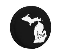 Housse De Pneu De Secours Michigan, L'État De l'amour Sacs De Stockage De Pneu Imprimé Anti-Poussière Souple Étui Protecteur, pour De Nombreux Véhicules, Voiture, Camping-Car, 14in