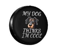 Housse De Pneu De Secours Mon Chien Pense Que Je suis Cool Chien Doberman Pneu De Rechange Coque Imprimé Portative Souple Étui Protecteur, pour Camion, Remorque, Camping-Car, 14in