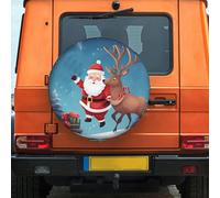 Housse de pneu de secours motif Père Noël et renne, 43,2 cm, résistante aux intempéries et à la poussière, ajustement universel pour camping-car, remorque, VUS, camion, camping-car