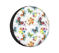 Housse de Pneu de Secours Parapluies et Papillons Concept de fée Magique Appréciez Votre Vie Thème d'amour Protections de Roue Housses de Roue résistantes aux intempéries Ajustement Universel pour r