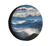 Housse de pneu de secours paysage avec montagnes et nuages - Étanche à la poussière - Protection de roue de voiture portable - Ajustement universel pour