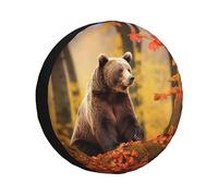 Housse de pneu de secours personnalisée avec ours marron en automne, protection de roue résistante aux intempéries, ajustement universel pour camion, SUV, remorque, camping, camping-car