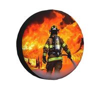 Housse de pneu de secours pompier avec flammes personnalisées, housses de roue résistantes aux intempéries, ajustement universel pour camion, SUV, remorque, camping, camping-car