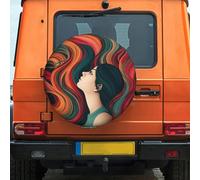 Housse de pneu de secours pour femme aux cheveux longs colorés de 35,6 cm, résistante aux intempéries et à la poussière, ajustement universel pour camping-car, remorque, VUS, camion, camping-car