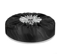 Housse de pneu de secours pour voiture, VUS, camping-car, sac de protection de roue résistant aux intempéries avec revêtement argenté, étui en tissu Oxford noir avec cordon de serrage, taille L pour
