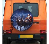 Housse de pneu de secours résistante aux intempéries et à la poussière - Motif Père Noël et cerf - 40,6 cm - Protection universelle pour camping-car, remorque, VUS, camion, camping-car