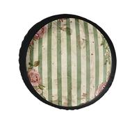 Housse de pneu de secours roses et plantes vertes en cuir PVC, housse de roue de secours étanche à la poussière, housse de pneu Jeep pour camping-car, remorque, camion, VUS, diamètre 71 à 86,4 cm