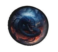 Housse de pneu de secours serpent noir en flammes en cuir PVC, housse de roue de secours anti-poussière et imperméable pour Jeep de 71,1 cm, camping-car, remorque, camion, VUS, diamètre 71,1 à 86,4 cm