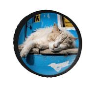 Housse de pneu de secours Sleeping Little Cat en cuir PVC, anti-poussière et imperméable, pour Jeep de 86,4 cm, remorque, camion, VUS, diamètre 71,1 à 86,4 cm