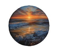 Housse de pneu de secours Sunset Seascape pour remorque de camping-car, imperméable et anti-poussière - Ajustement universel pour SUV, camion, remorque de voyage, 38,1 cm