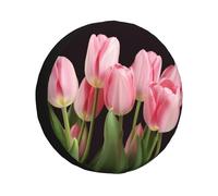 Housse de pneu de secours tulipes roses, étanche à la poussière, housse de roue de secours portable, ajustement universel pour camping-car, VUS, camions