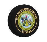 Housse De Pneu De Secours Vétéran des Forces Spéciales Américaines Universel Housse De Pneu Imprimé Portative Souple Étui Protecteur, pour Remorque, Voiture, Voiture Accessoire, 17in