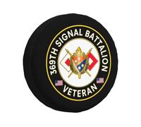 Housse De Pneu De Secours Vétéran du 369E Bataillon des Transmissions Couvre-Pneu Imprimé Portative Auto Pneus Sacs, pour Camion, Voiture, Remorque, 17in