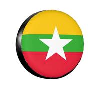 Housse de pneu drapeau du Myanmar de 35,6 à 43,2 cm de diamètre pour remorque, voiture, camion, PVC, étanche, protection anti-poussière