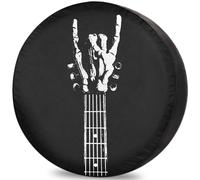 Housse De Pneu Guitare Rock Spirituelle Couverture De Pneu Universelles Housse De Roue De Secours Durable Protections De Pneus De Roue pour Remorque Caravanes 14 inch