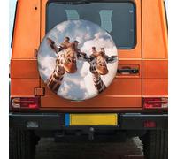 Housse De Pneu Two Giraffes Making Faces Housse De Roue De Secours Étanche Protections De Pneus De Roue Voiture Housses De Protection pour Pneus pour Camping-Car Remorque SUV 15 inch