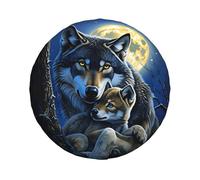 Housse De Pneu Wolf Moon Housse De Roue De Secours Universelles Protection Étanche Couverture De Pneu pour Caravanes Véhicule Camping-Car 15 inch