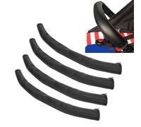 Housse de Poignée D'accoudoir de Poussette pour bébé, Housse de Poignée Lavable en Cuir Artificiel Noir avec Fermeture éclair, Accessoires de Poussette 4 Pièces (BLACK)