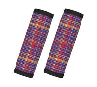 Housse de poignée de bagage à motif écossais violet et rouge rétro pour valise, étiquettes d'identification pour valises