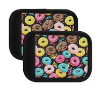 Housse de poignée de bagage colorée en forme de donut pour voyage, 15 x 10,9 cm, Dessin animé Donut Coloré, Set of 4