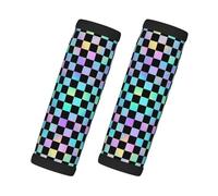 Housse de poignée de bagage souple avec motif damier irisé pour valise, étiquettes d'identification pour valises
