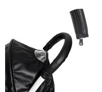 Housse de poignée de landau pour Babyzen, housse de poignée de poussette en cuir synthétique noir avec fermeture éclair, durable, accessoires de landau pour la plupart des poussettes, facile à