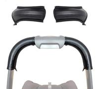 Housse de poignée de poussette compatible avec la poussette Graco - Accessoires de barre de pare-chocs avec fermeture éclair - En cuir végétalien - Noir
