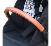 Housse de poignée de poussette en cuir synthétique compatible avec poussette Cybex Eezy S Twist (+) 2, housse amovible avec ouverture à fermeture éclair (pour tour de lit, marron)