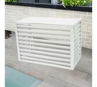 Housse de pompe à chaleur d'extérieur en aluminium avec couvercle supérieur pour une meilleure intimité et une réduction du bruit - Blanc - 110 x 60 x 80 cm - Résistante aux intempéries et protection