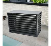 Housse de pompe à chaleur d'extérieur en aluminium avec couvercle supérieur pour une meilleure intimité et une réduction du bruit - Résistante aux intempéries et (gris 100 x 50 x 70 cm)