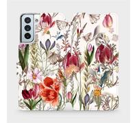 Housse de portable avec rabat pour Galaxy S21 Plus, Mobiwear Book, bouquet de fleurs